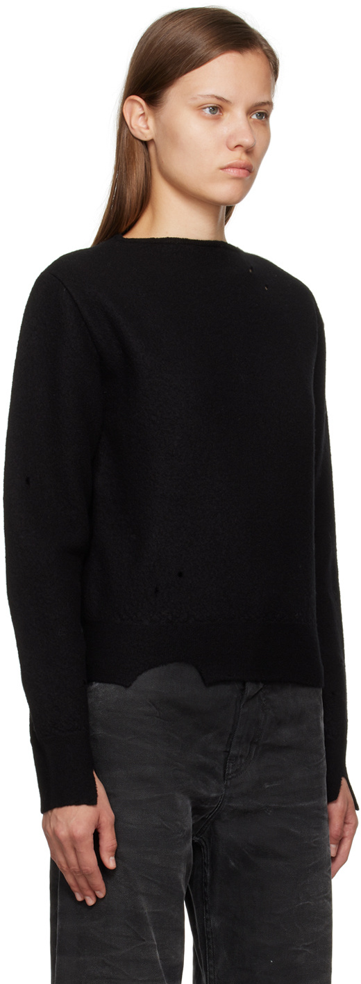 Mm6 Maison Margiela Hollowed-out Wool Sweater In Black