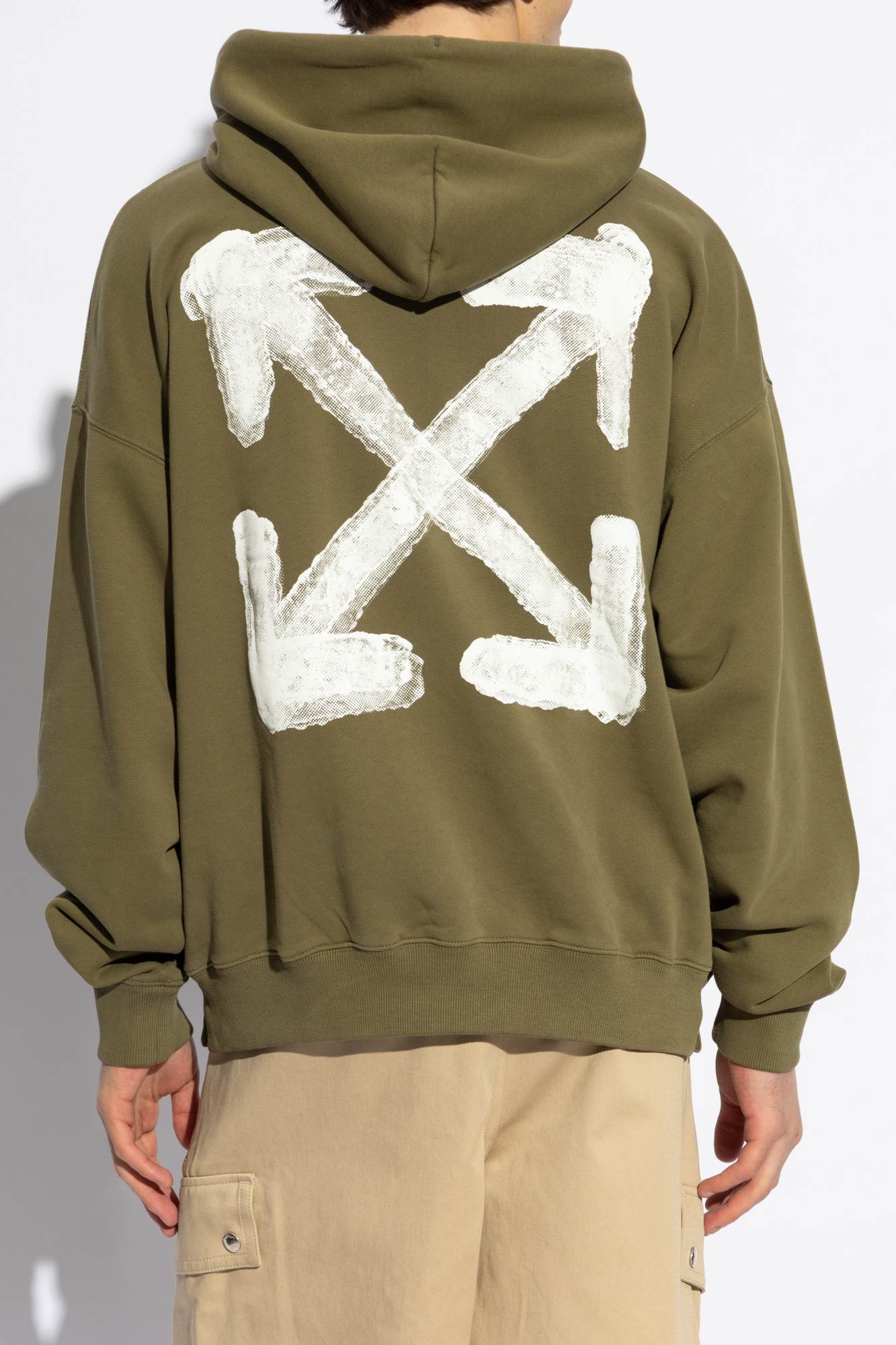 Off-white Spray Arrow Hooded Sweatshirt In Green