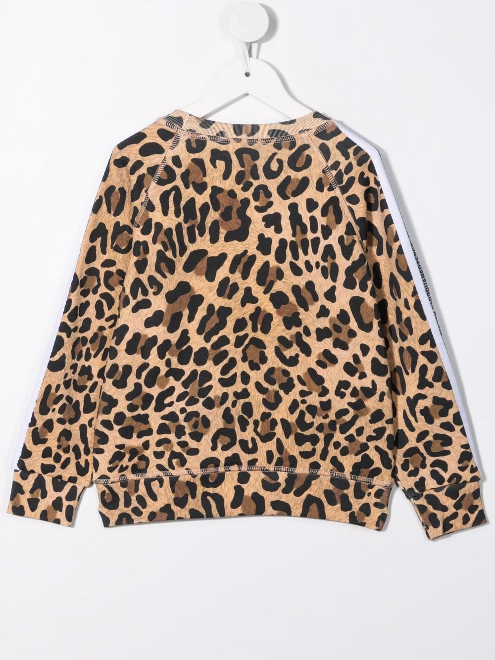 Dsquared2 Teen Leopard-print Side-stripe Sweatshirt In Nude
