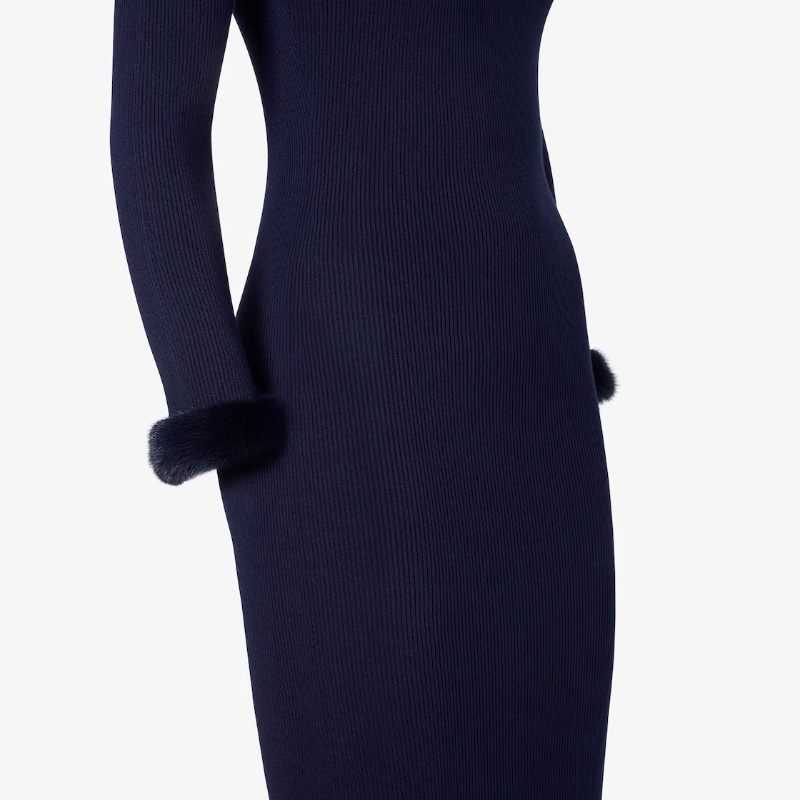 Fendi Blue Wool And Silk Dress In Blue