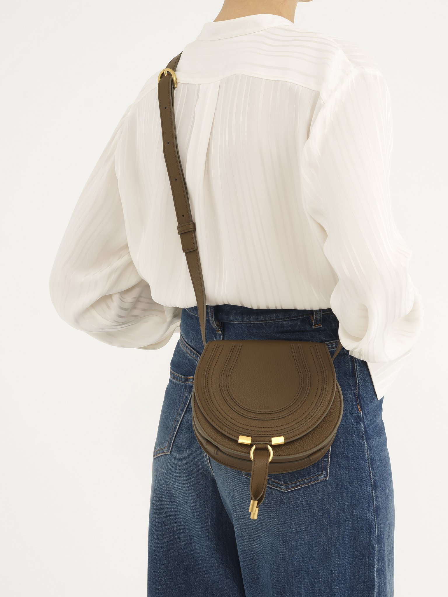 Chloé Small Marcie Saddle Bag In Green