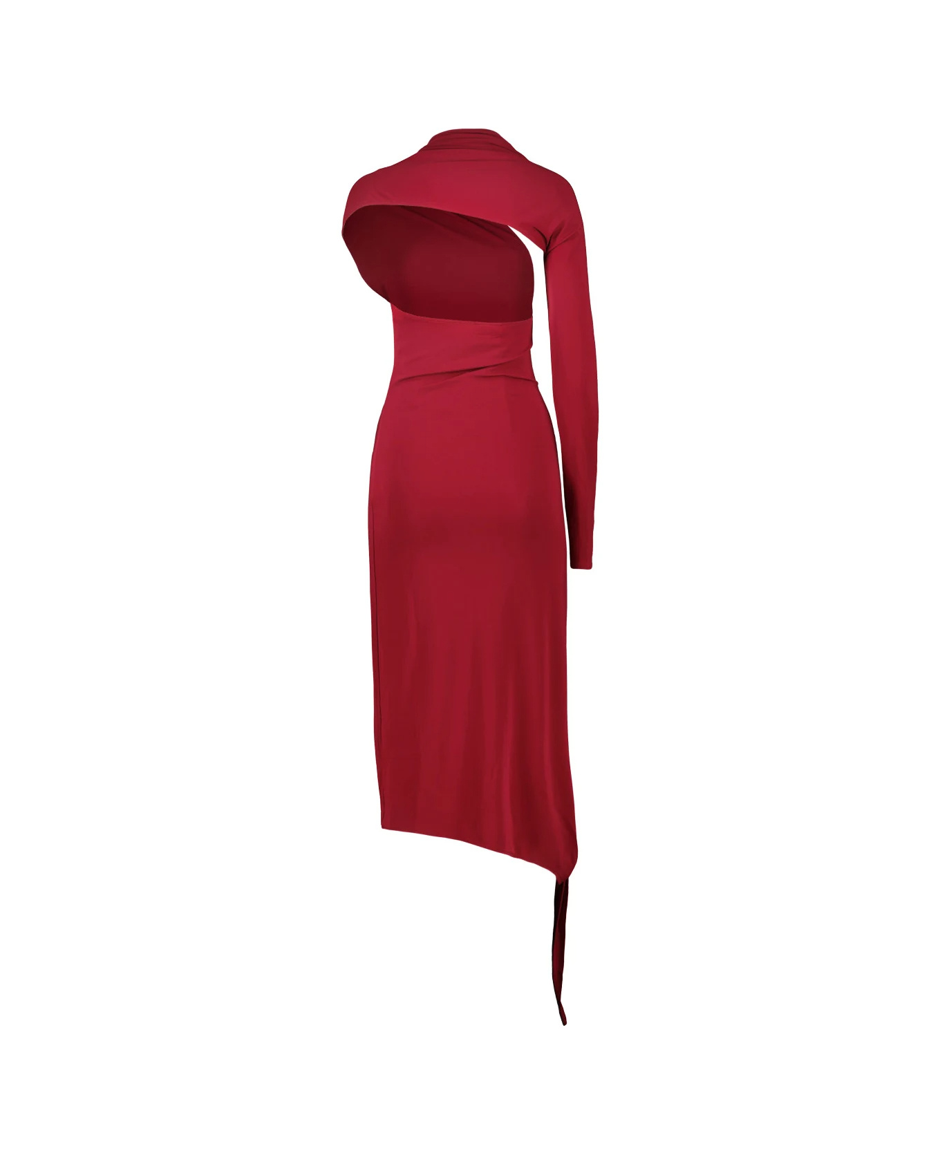 Courrèges Long Slash Crepe Dress In Red