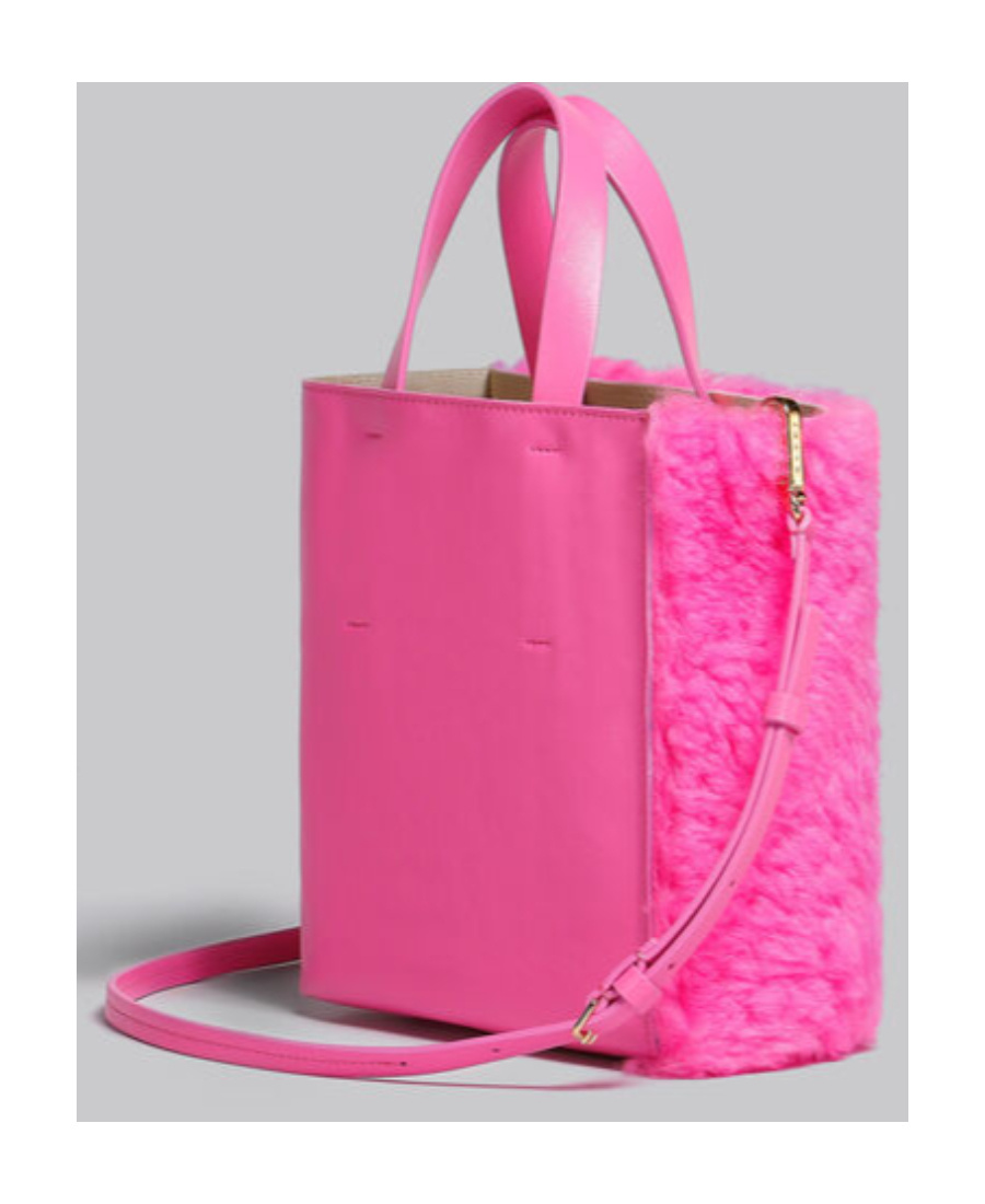 MARNI LOGO-PATCH SHEARLING TOTE BAG 