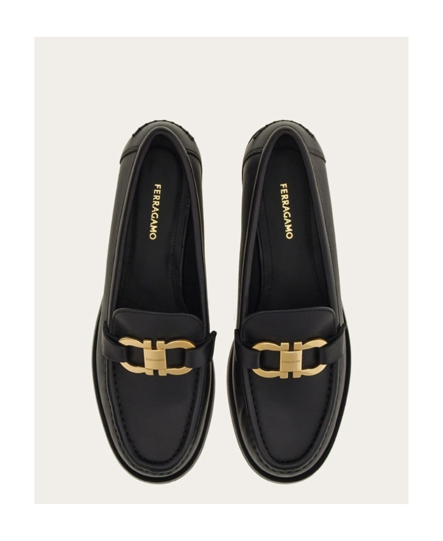 Shop Ferragamo Gancini Buckle-detailed Loafers In Black