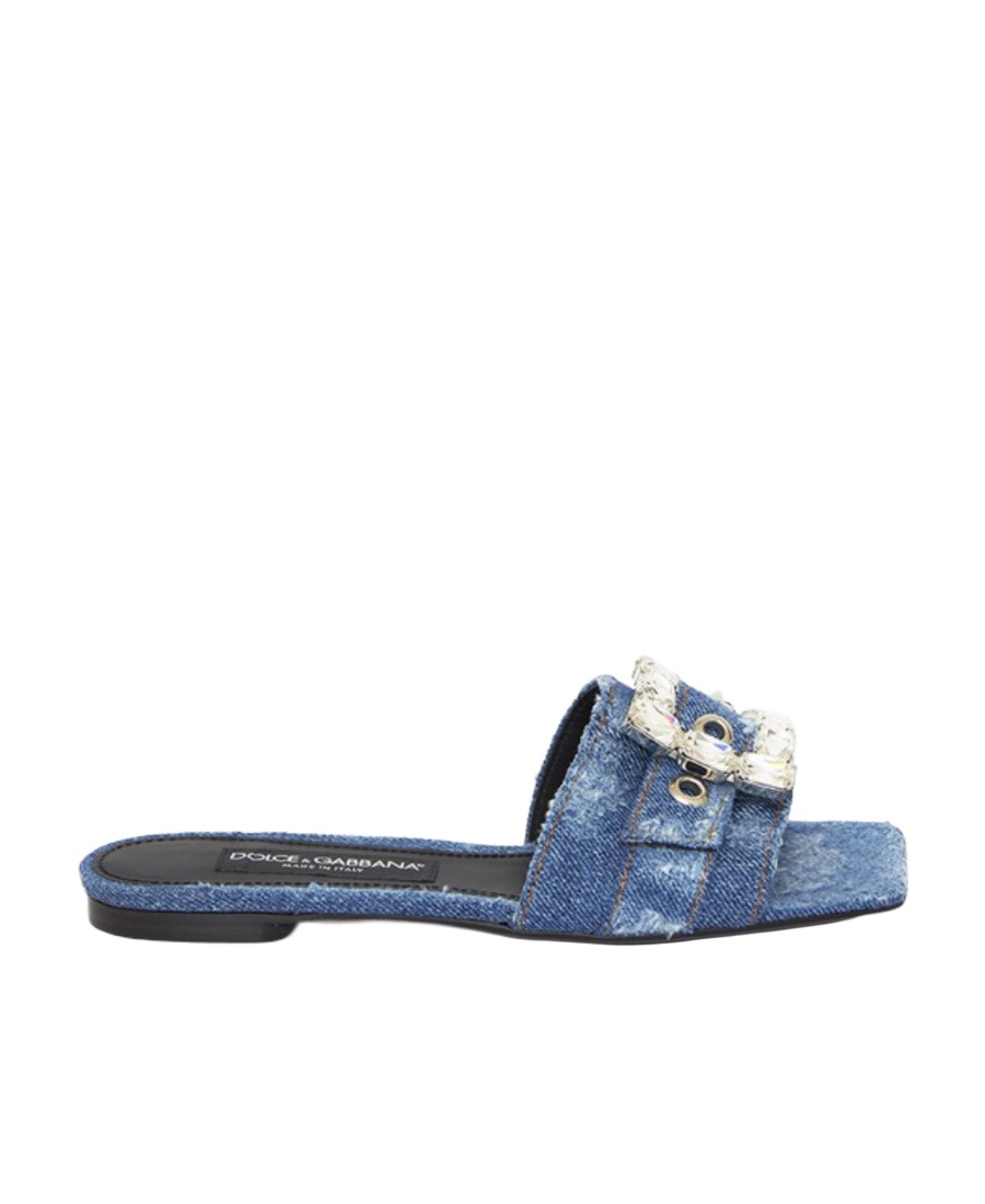 Dolce & Gabbana Buckle-detail Slides In Blue