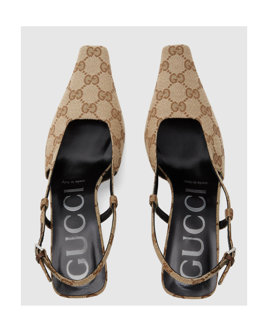 Gucci Womens Beige Ebony Monogram-canvas Demi Pumps In Brown