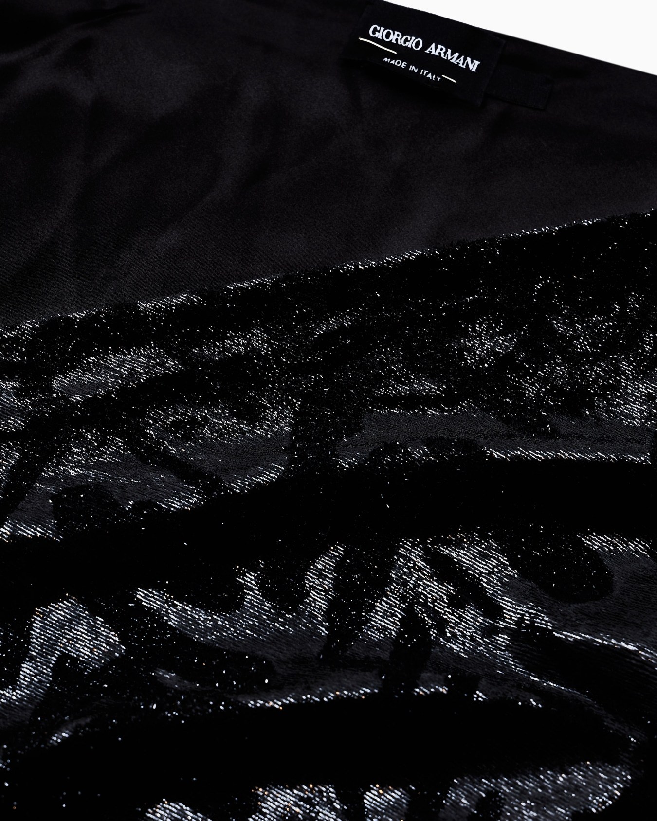 Giorgio Armani Laser-cut Velvet Shawl With Fringes In Black