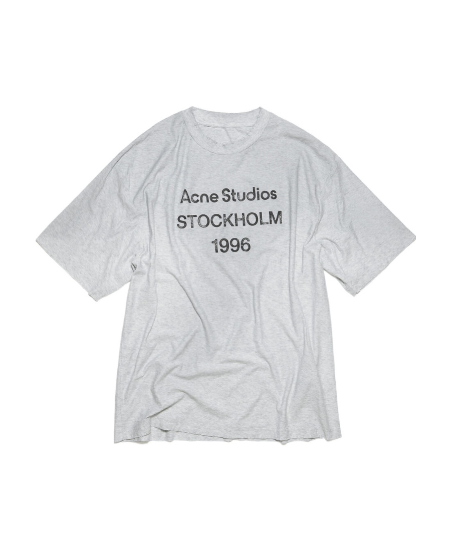 Acne Studios Exford Distressed Logo-print Organic Cotton-jersey T-shirt In White