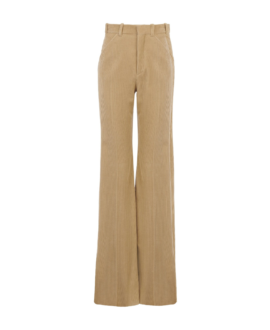 Shop Chloé Corduroy Tailored Flared Trousers In Nude