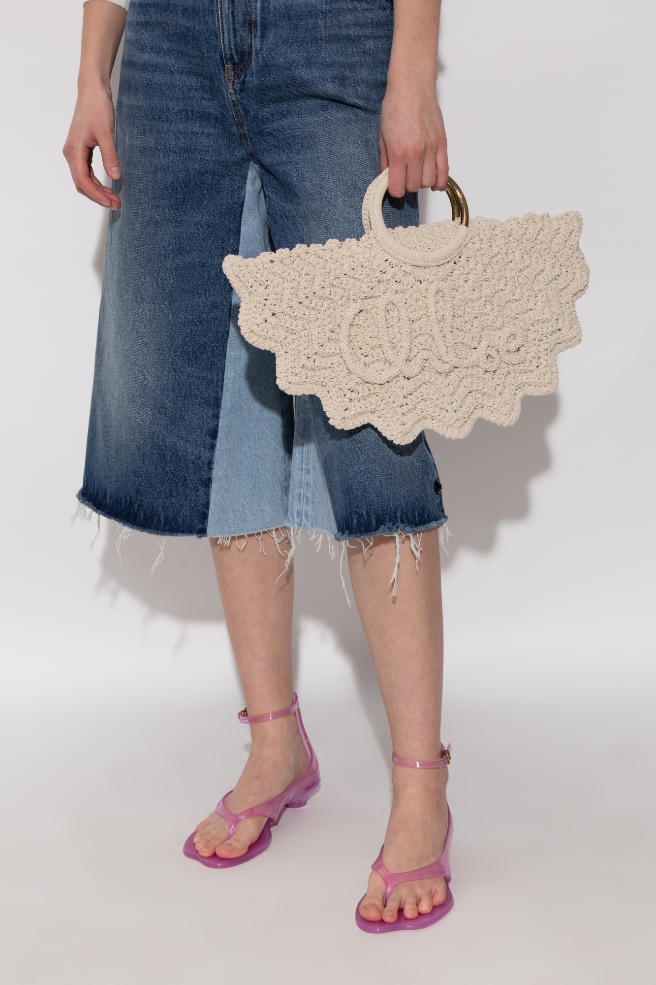 Chloé Off-white Small Bracelet Paravent Tote In Nude