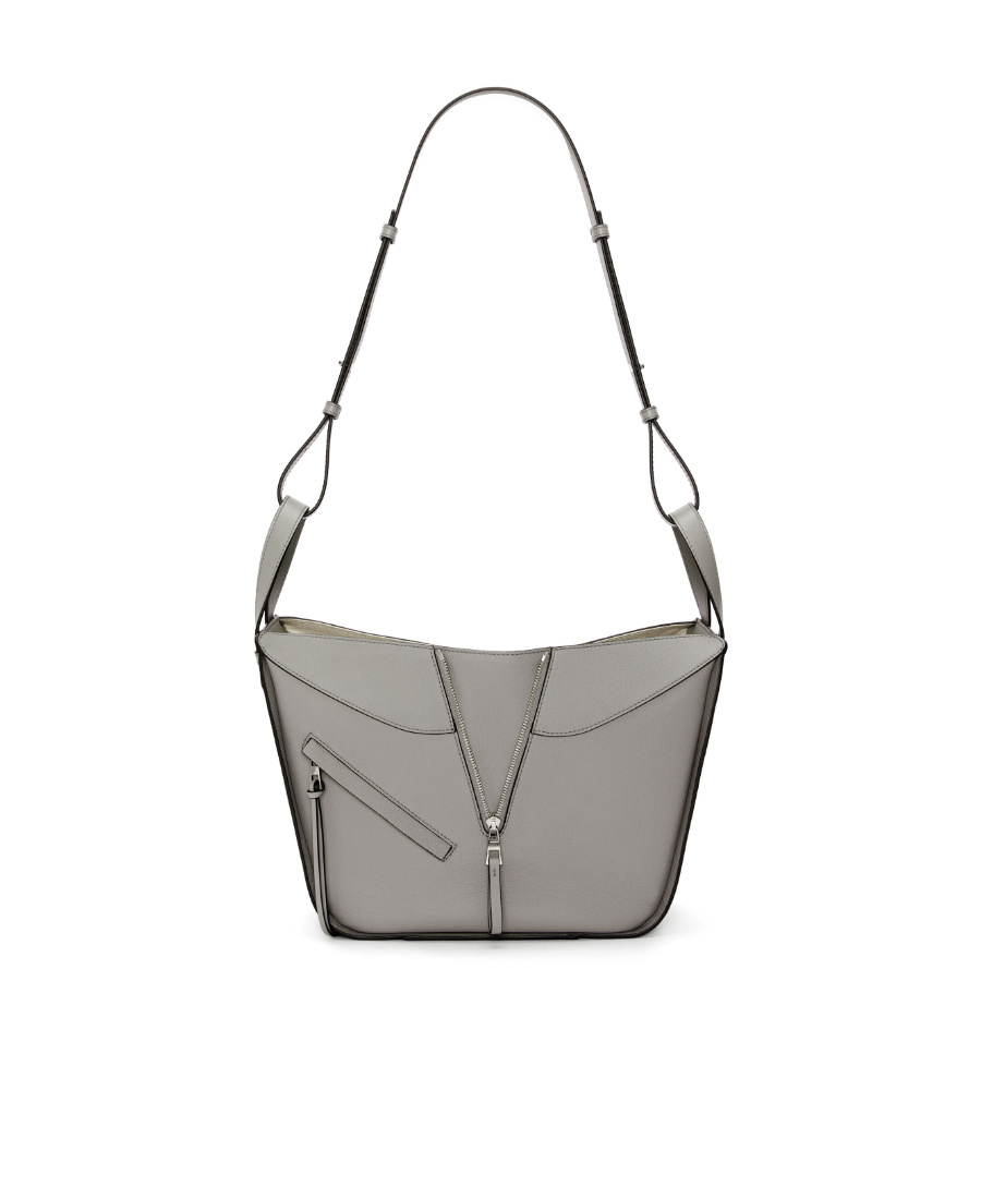 Loewe Pearl Grey Hammock Small Leather Shoulder Bag In Gray