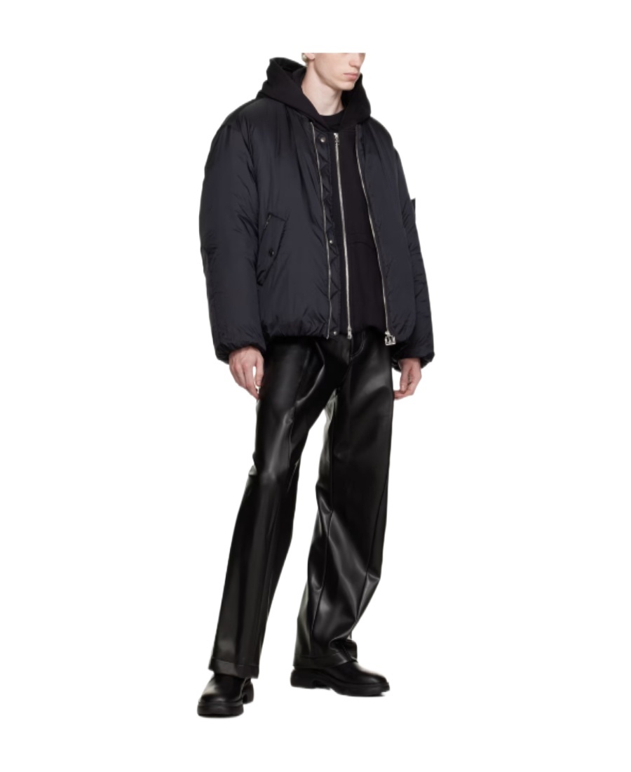 Wooyoungmi Logo Padded Nylon Bomber Jacket In Black