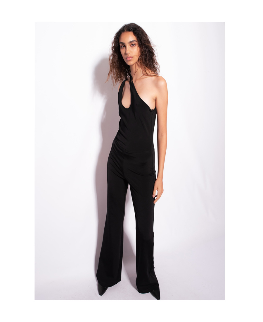 Pinko Cut-out Flared-leg Jumpsuit In Black