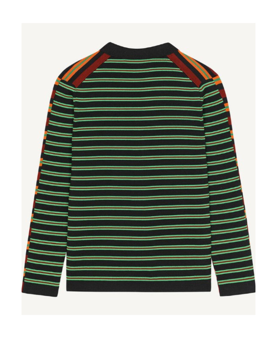 Kenzo Boke Flower Striped Cardigan In Black
