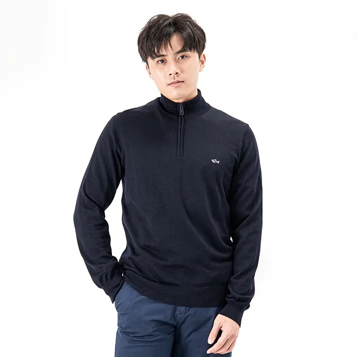 PAUL & SHARK NAVY BLUE ZIPPER DETAIL PULLOVER