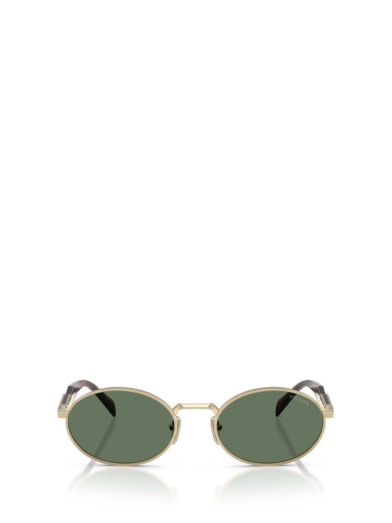 Prada Womens Gold 65zs Oval-frame Metal Sunglasses In Green
