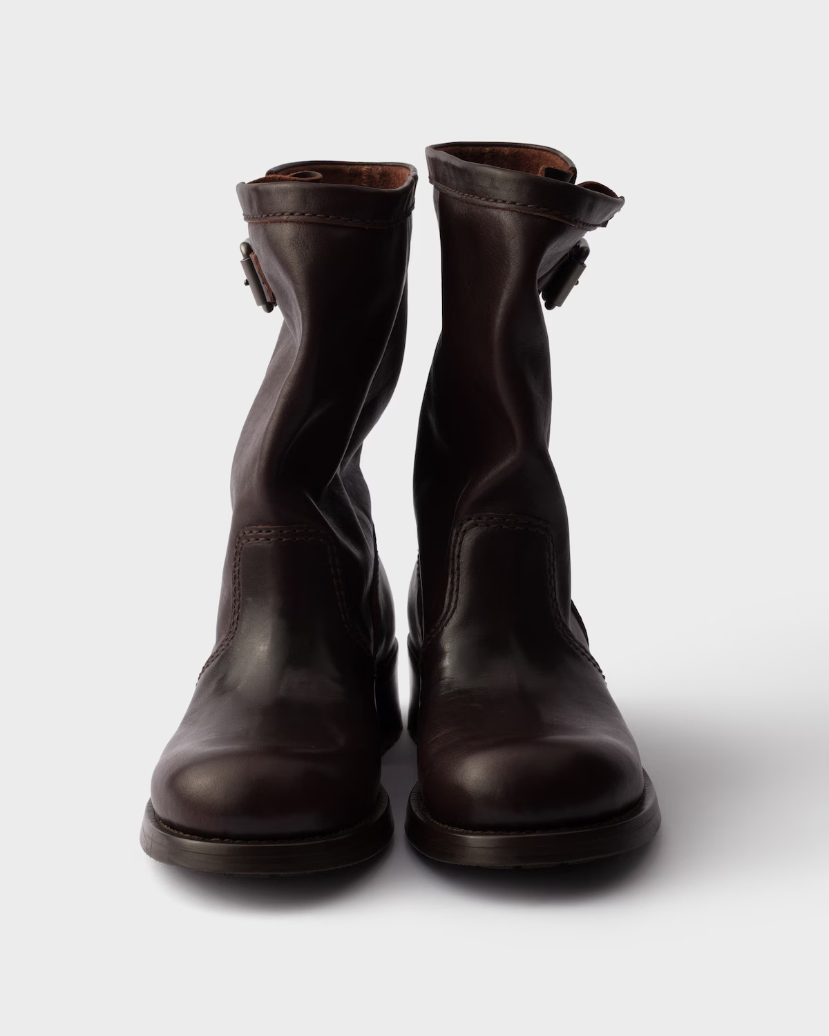 Prada Chocolate Brown Leather Boots In Brown