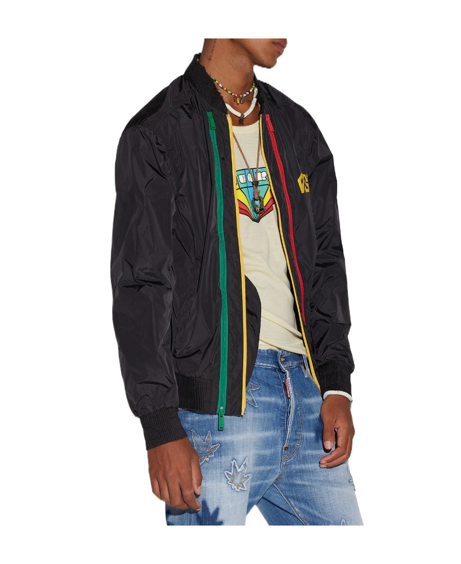 Dsquared2 Logo Print Windbreaker With Zip Detail In Black