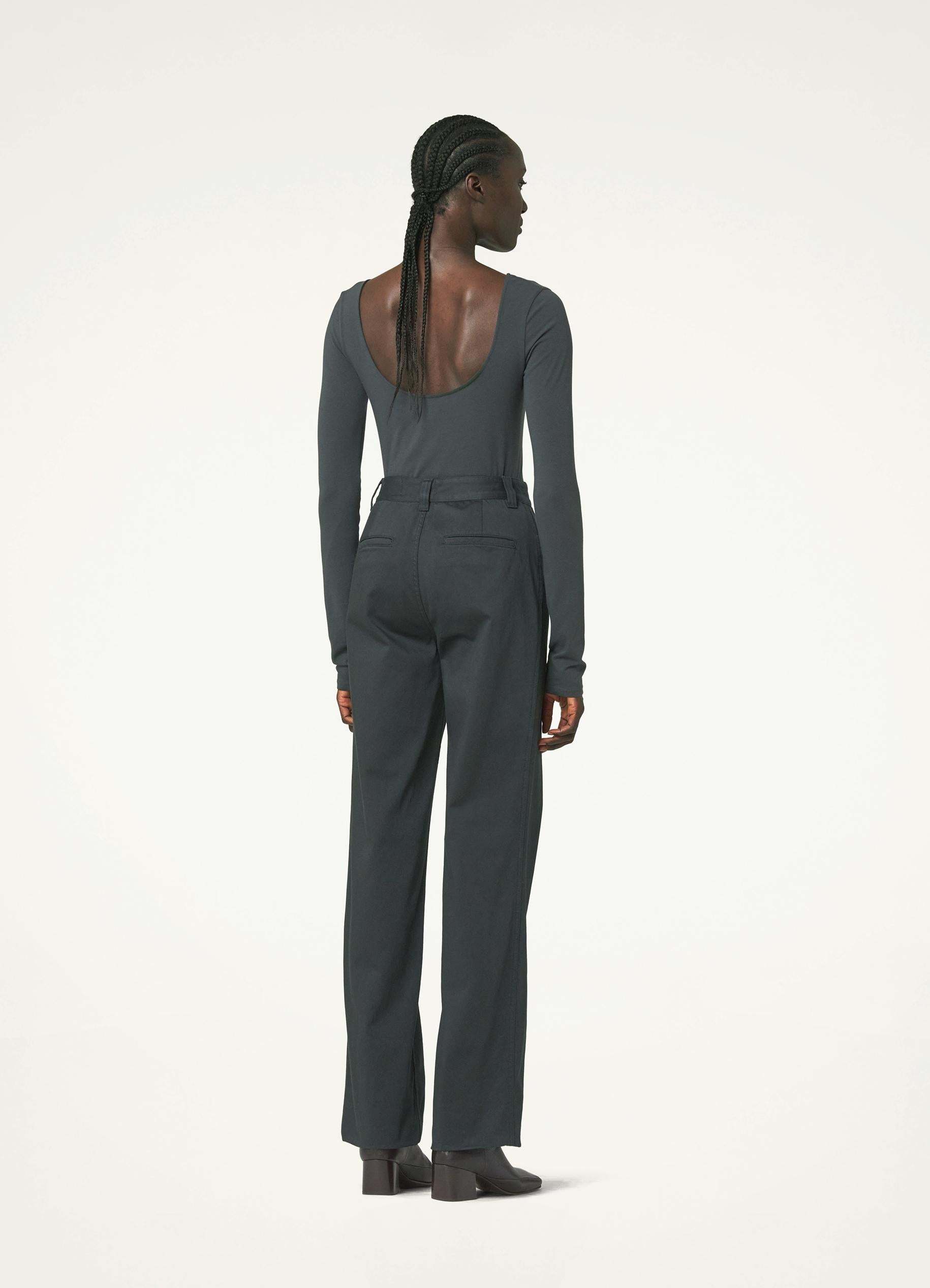 Lemaire Long-sleeve Cotton Bodysuit In Gray