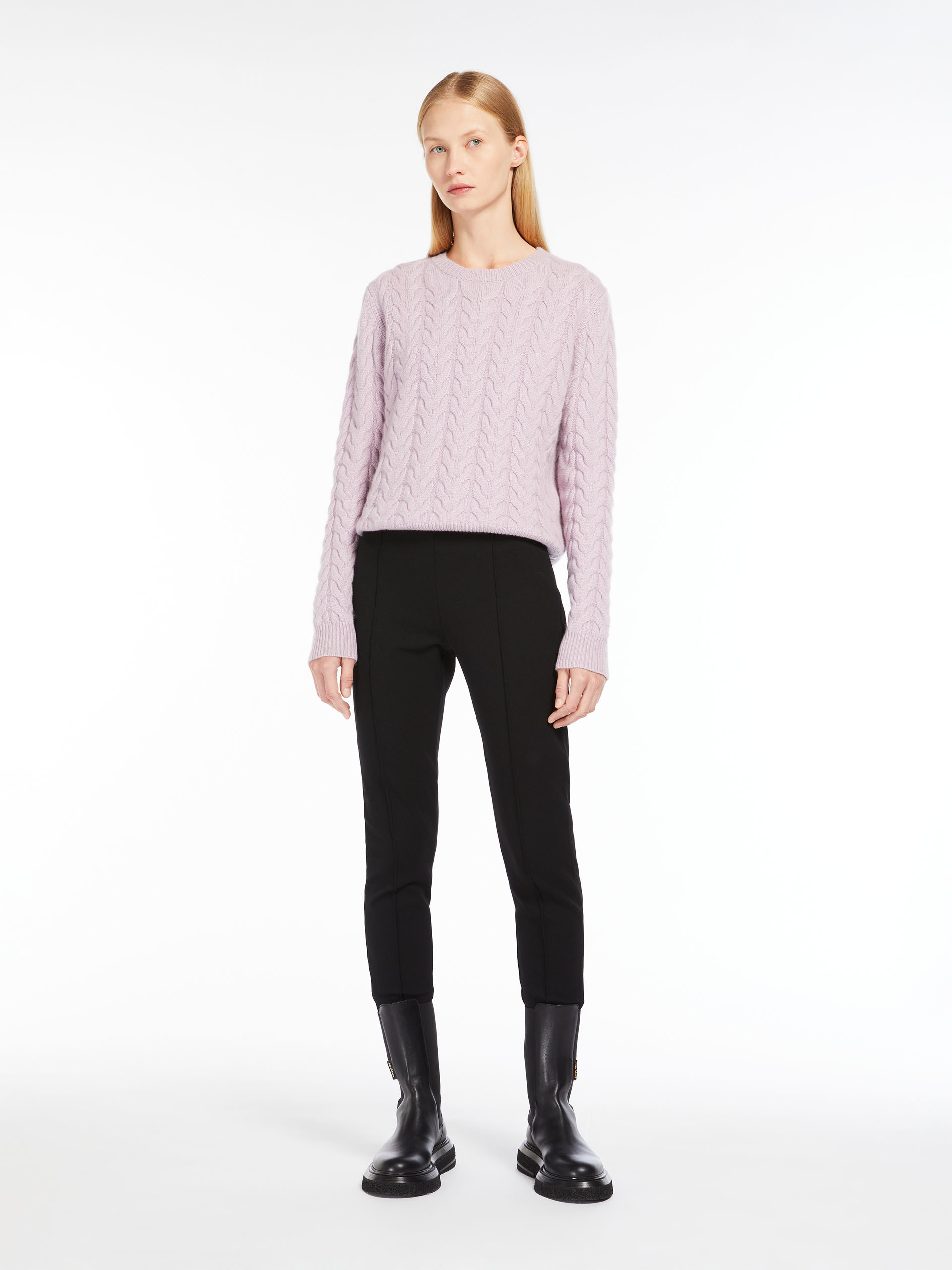 Max Mara Twisted Knitted Cashmere Sweater In Purple