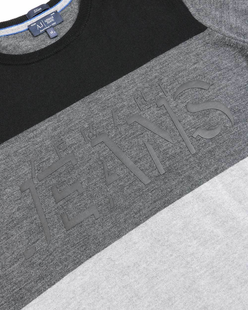 Armani Jeans Embossed Logo Sweater In Black