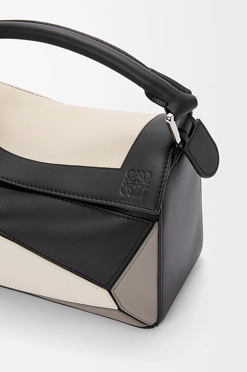 Loewe Small Napa Cowhide Puzzle Shoulder Bag In Black