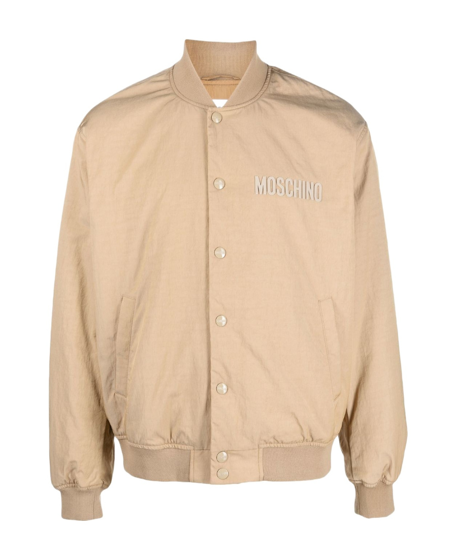 Moschino Embroidered-logo Bomber Jacket In Nude
