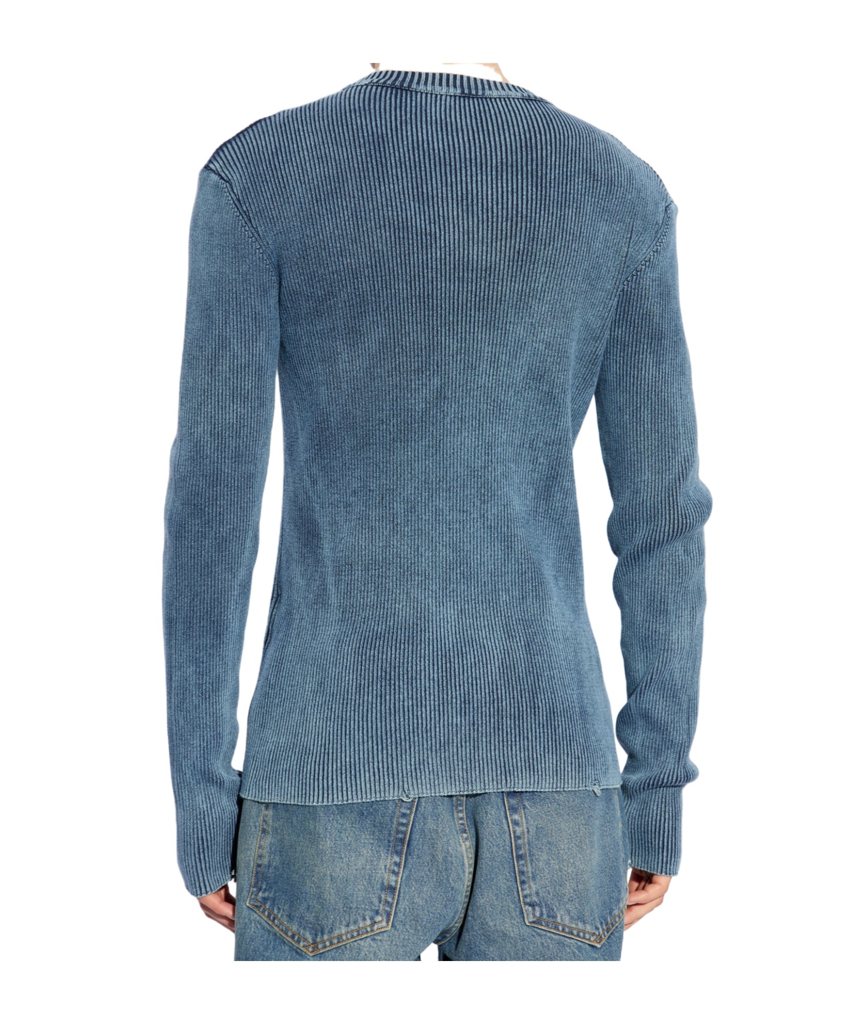 Diesel 'darin' Blue Crewneck T-shirt With Oval D Logo Cut-out On The Front In Blue