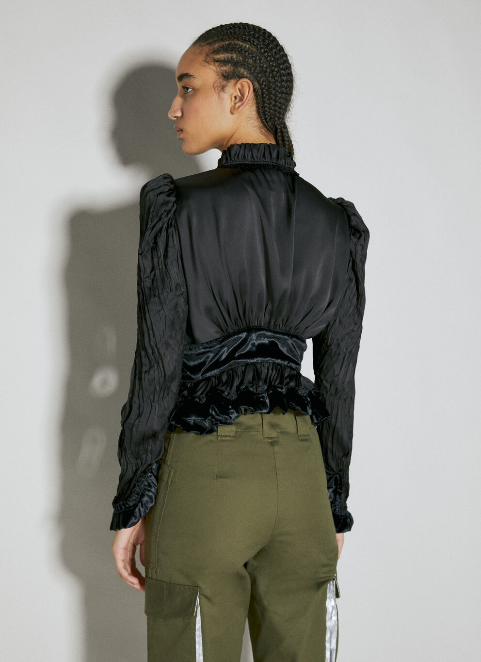 Rabanne Ruffle Panel Construction Top In Black
