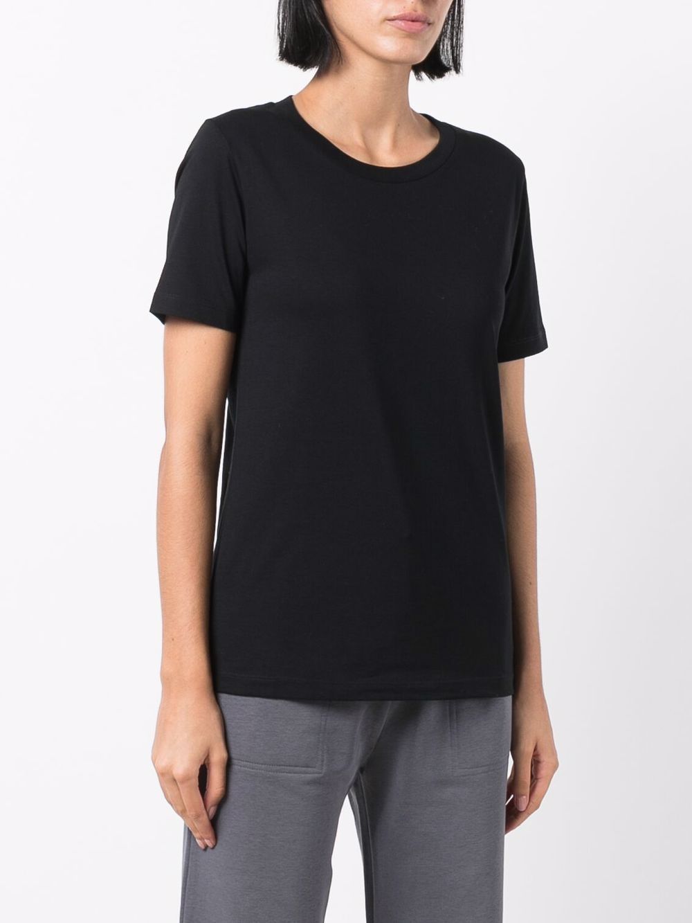 Shop Emporio Armani Round-neck Cotton T-shirt In Black