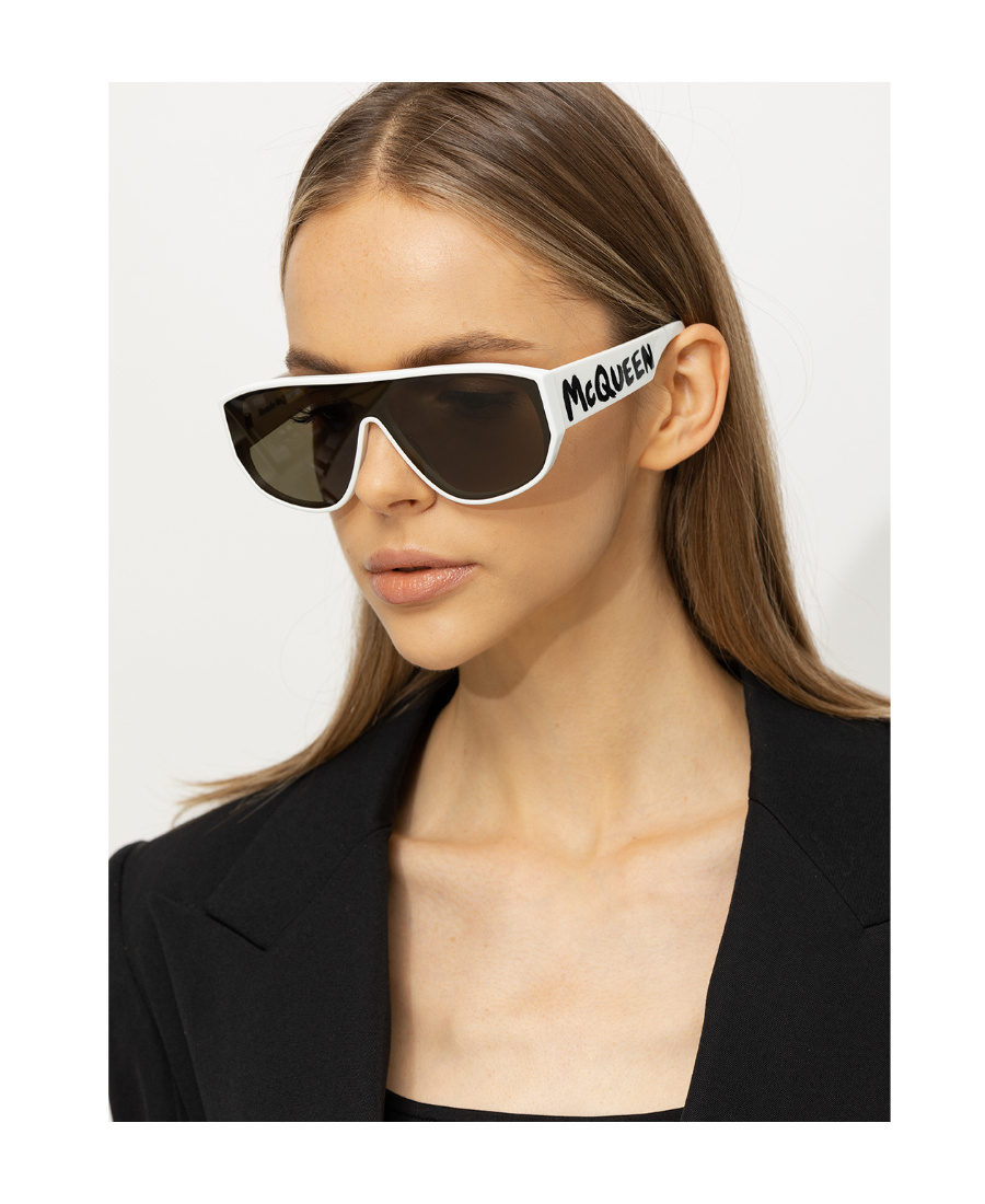 Alexander Mcqueen Logo-print Oversize-frame Sunglasses In Green