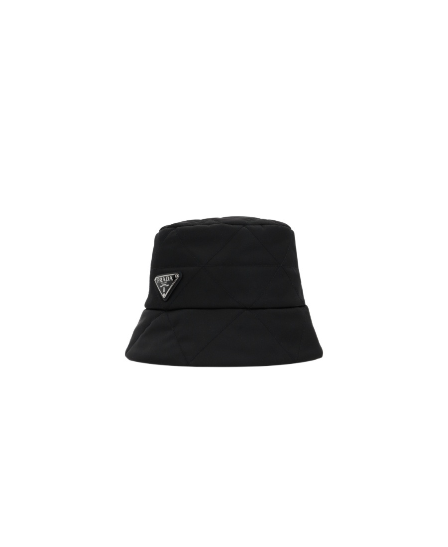 Prada Logo-embellished Shell Bucket Hat In Black