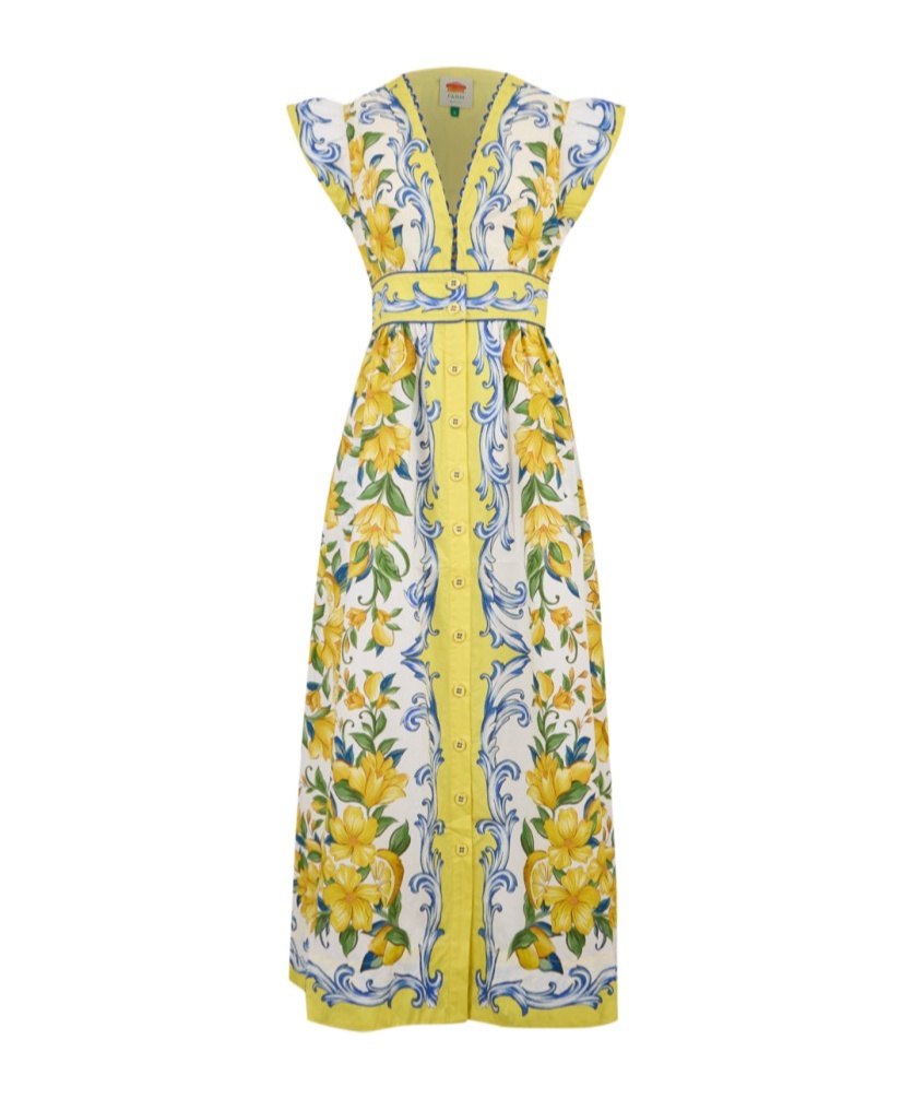 Farm Rio Sicily Scarf Print Cotton Maxi Dress In Multi