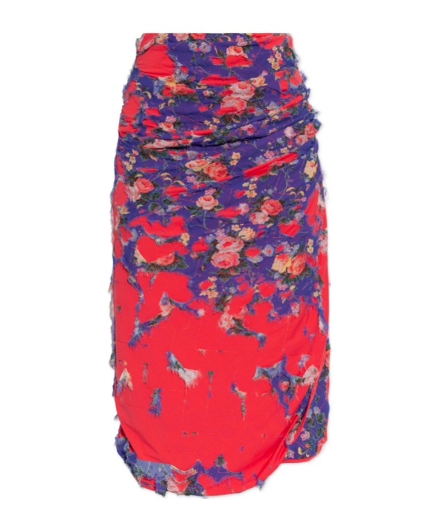 Diesel Allover Floral Printed Midi Skirt In Red
