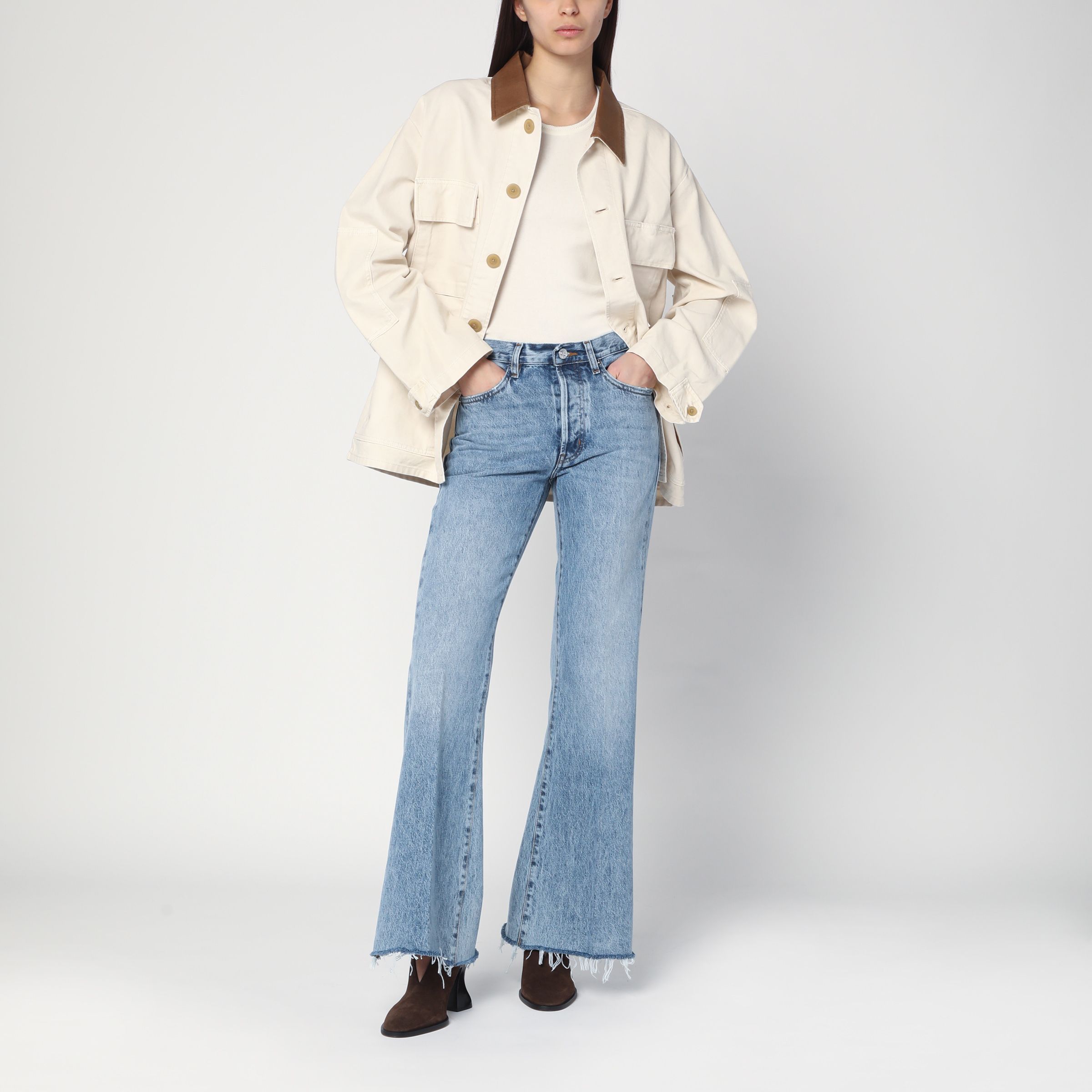 Frame Wide-leg The Lax Jeans With Washed Effect In Blue