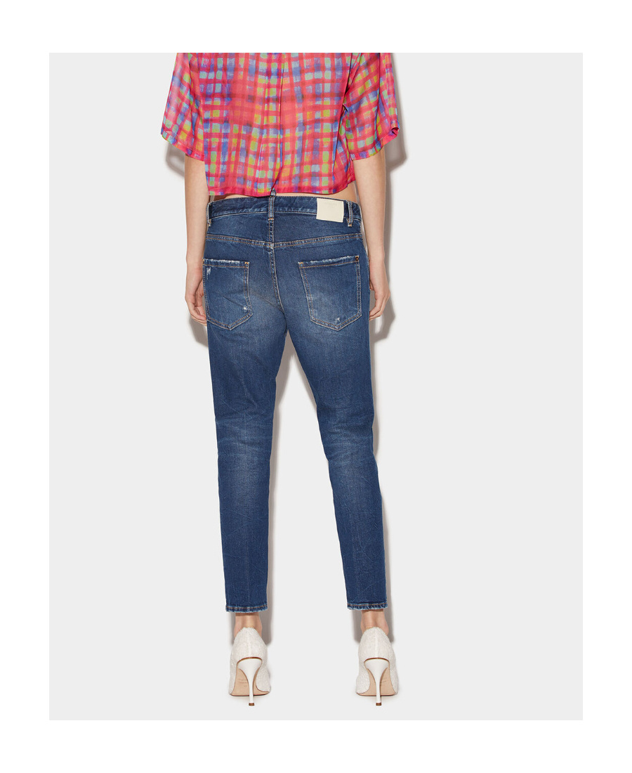 Dsquared2 Distressed Cropped Jeans In Blue