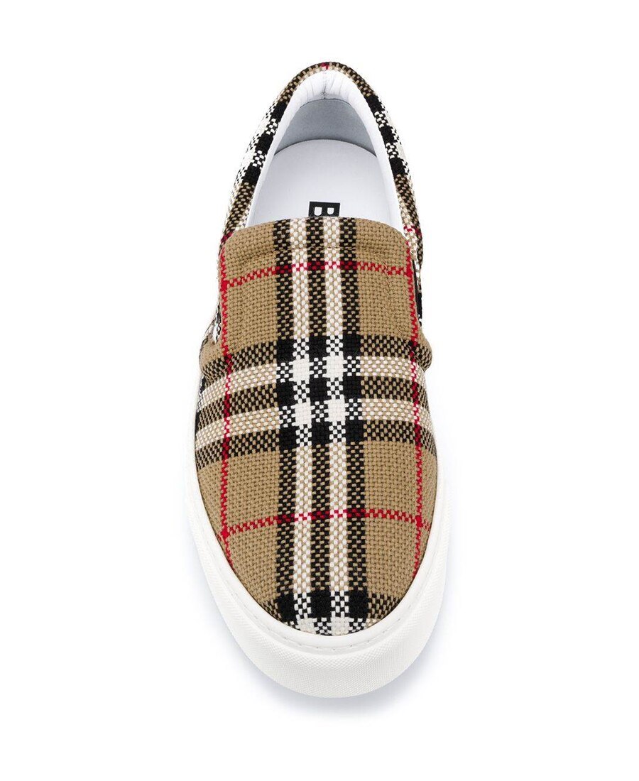 Burberry Vintage Check Slip-on Sneakers In Brown