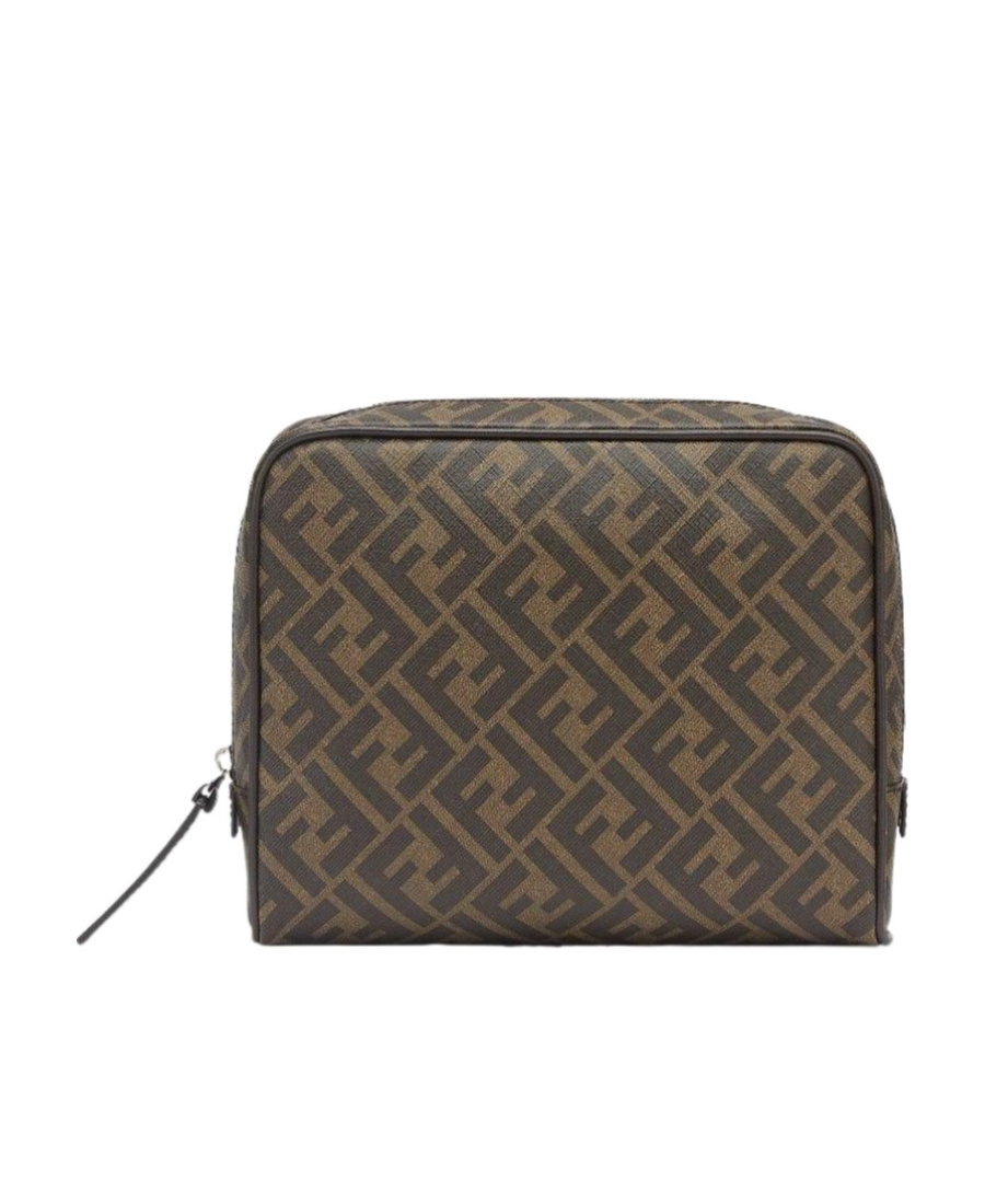 Shop Fendi Brown Fabric Toiletry Case