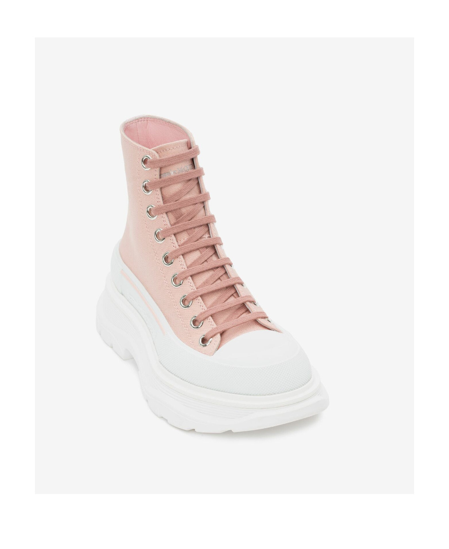 Alexander Mcqueen 45mm Tread Slick Leather Combat Boots In White
