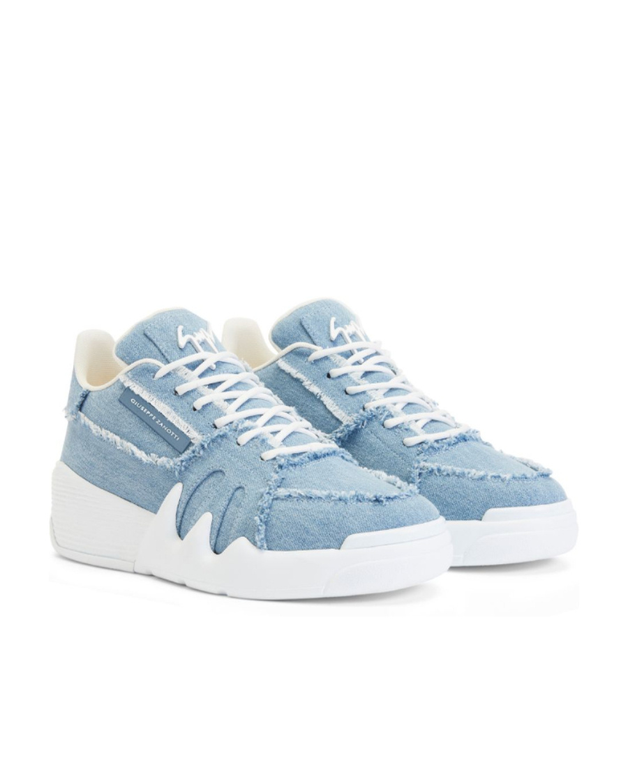 Shop Giuseppe Zanotti Denim Platform Sneakers In Blue