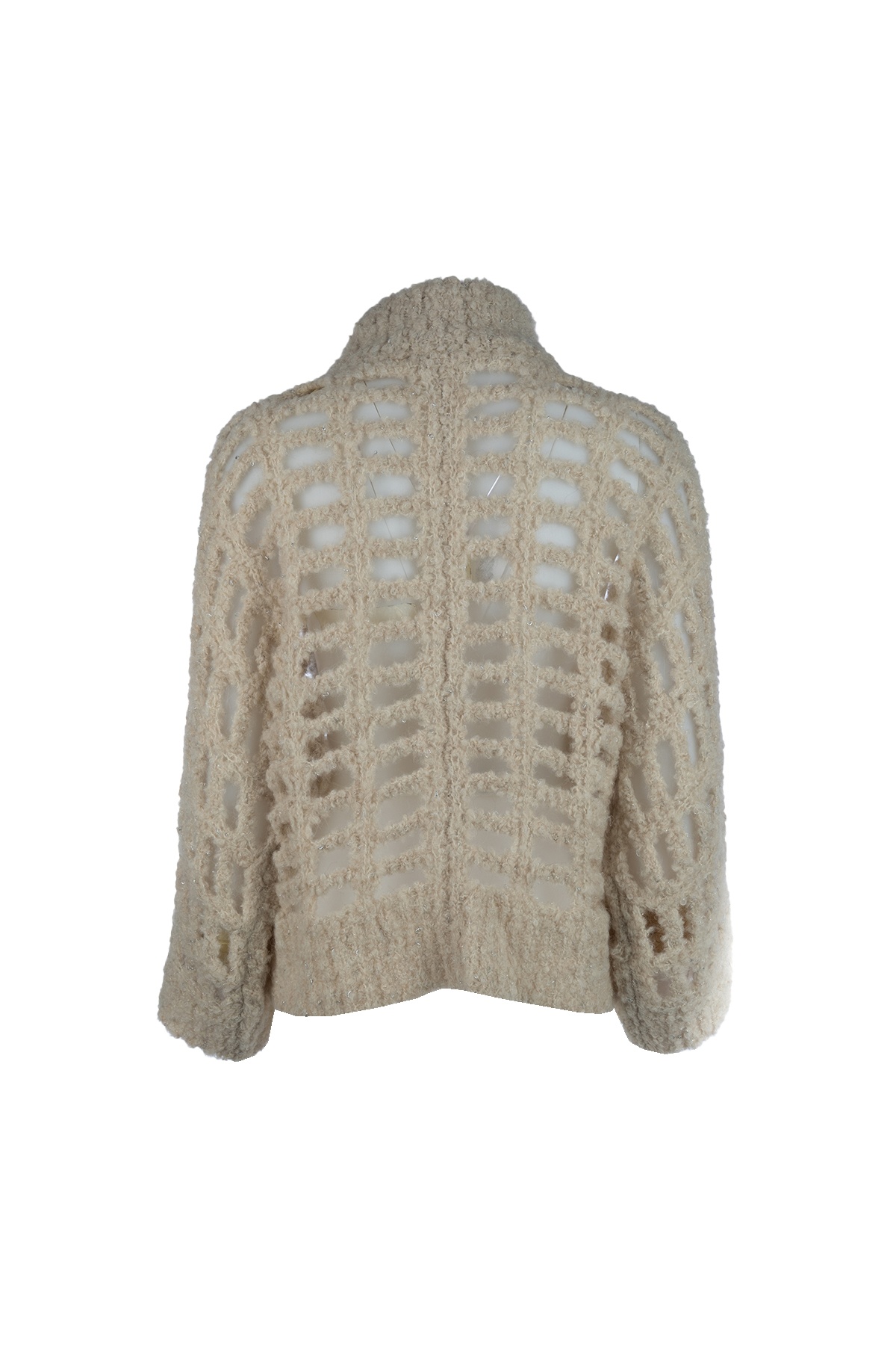 Peserico High-neck Knitted Cardigan In Brown
