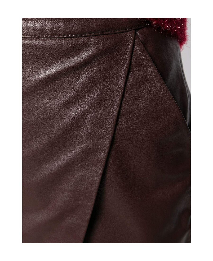 Shop L'autre Chose Ruched Leather Skirt In Black