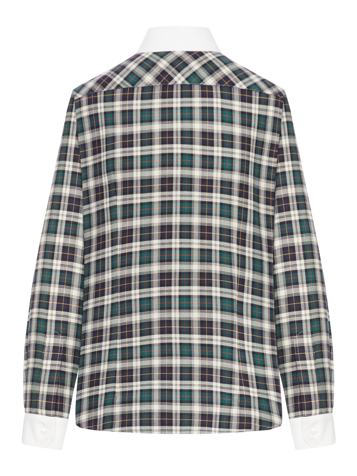 Celine Long Sleeve Checked Shirt Collared Neck In Green
