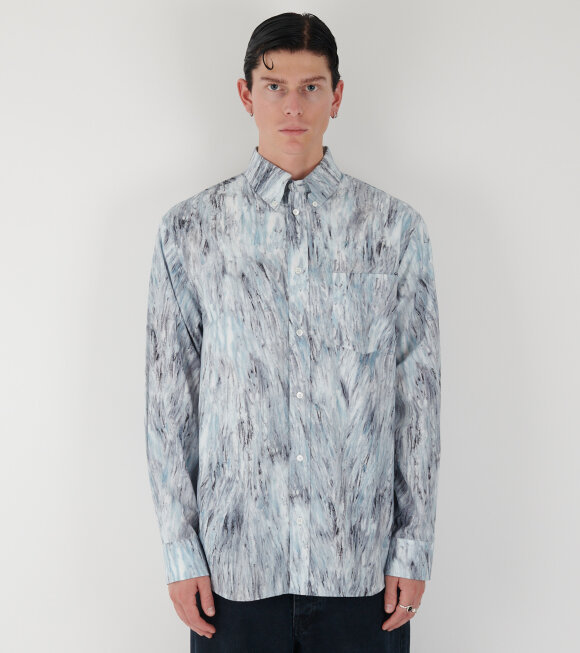 Marni Patterned Shirt With Collar And Pocket In Gray
