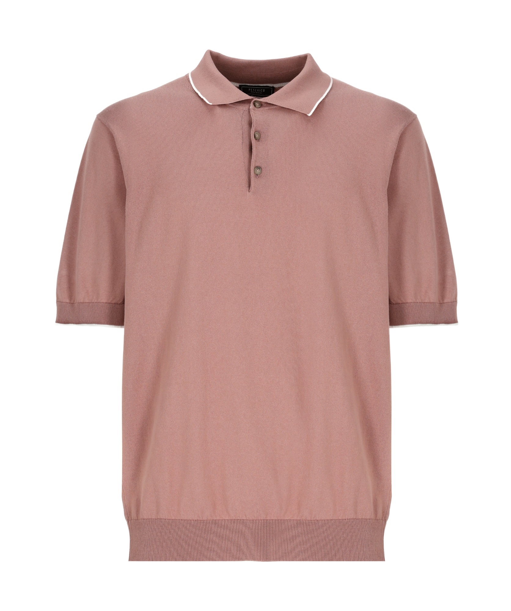 Peserico Men's Ribbed Cotton Polo Shirt With Contrast Trim In Pink