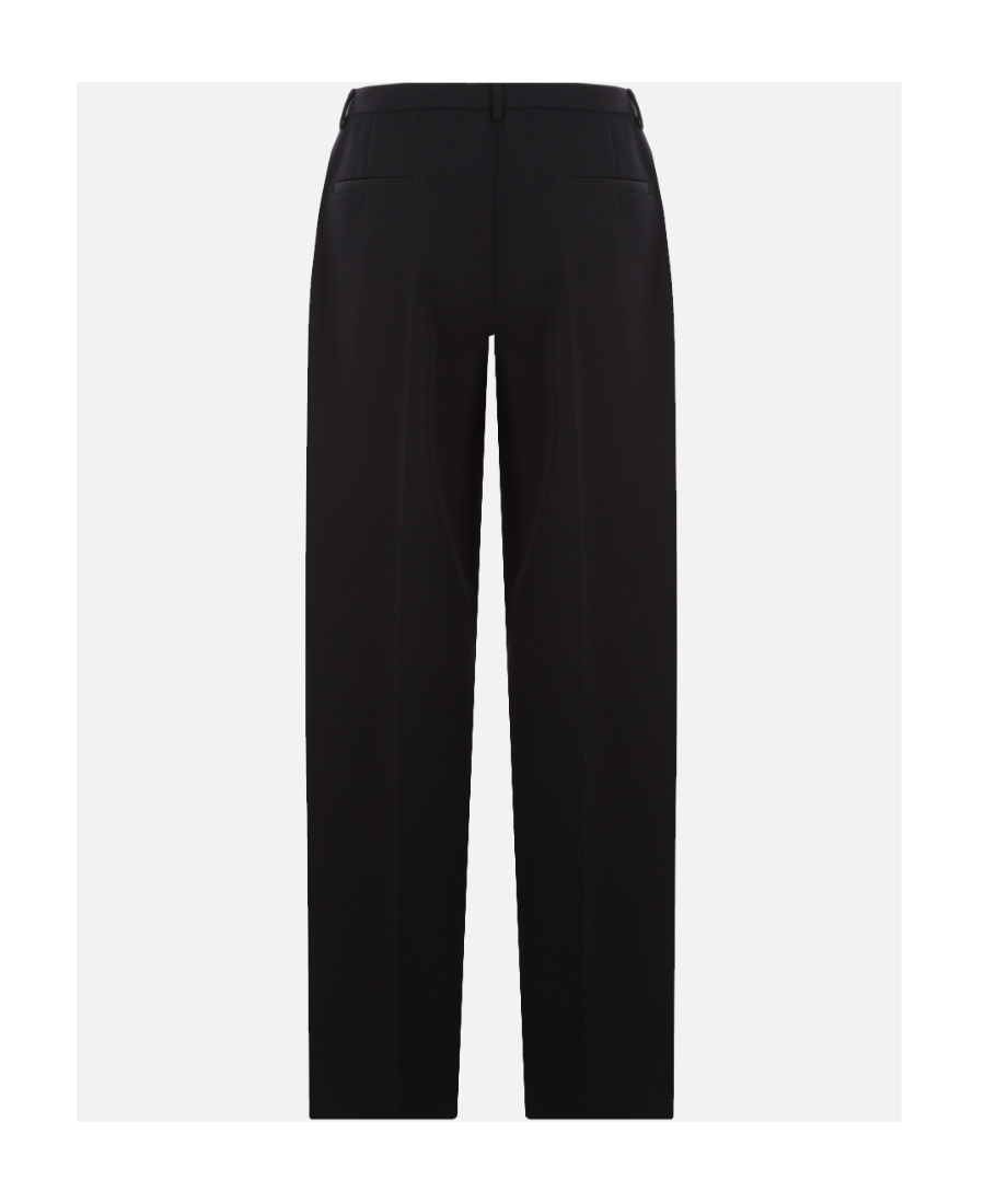 Jil Sander Belted Wide-leg Wool Trousers In Black