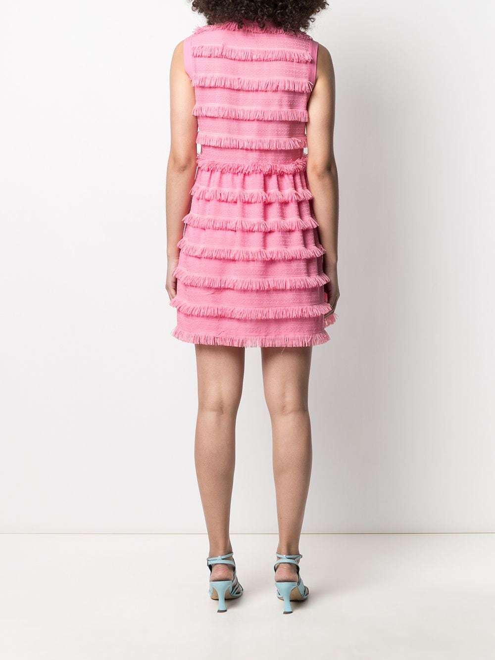 Moschino Laminated Sleeveless Medium Length Dress In Pink
