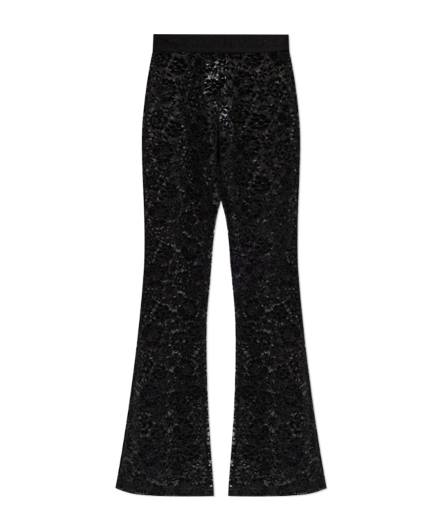 Versace Jeans Floral-lace Trousers In Black