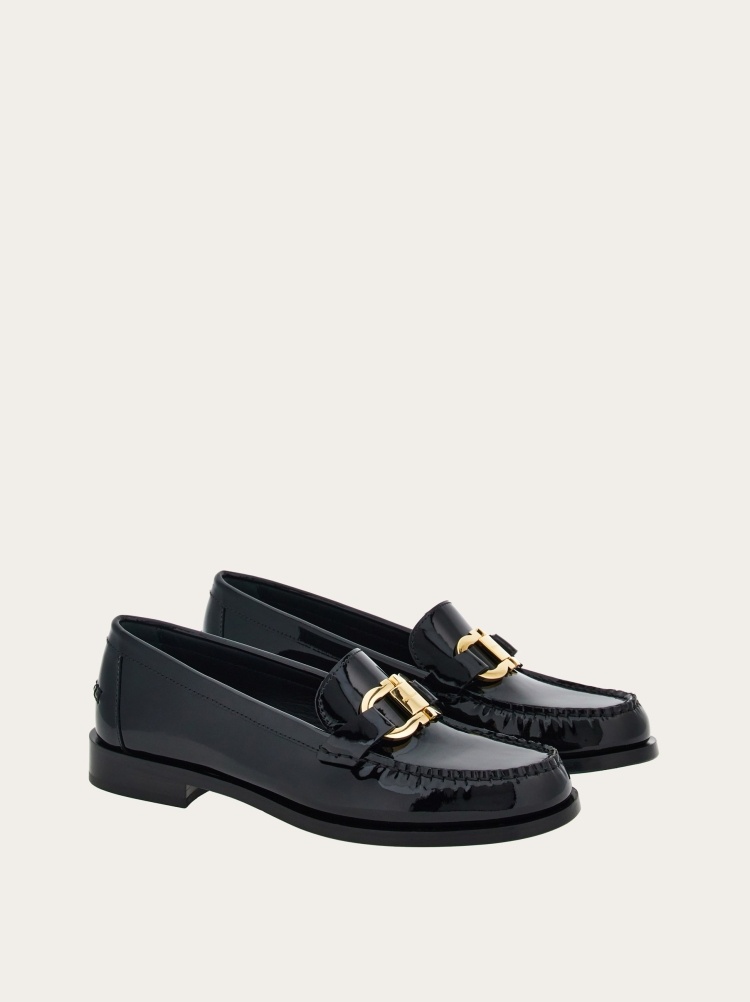 Shop Ferragamo Salvatore Gancini Ornament Moccasins In Black