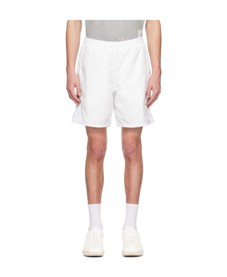 Thom Browne Logo-patch Mesh Track Shorts In White
